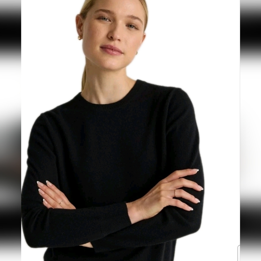 Quince Womens Black Mongolian Cashmere 2.0 Quiet Luxury Crewneck Sweater L